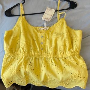 Button Front Smocked Eyelet Top